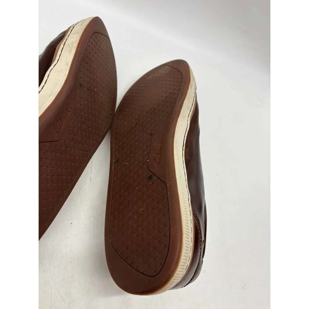 Clarks Mens Low Chestnut Brown Leather Casual Sneakers Shoes Sz 13